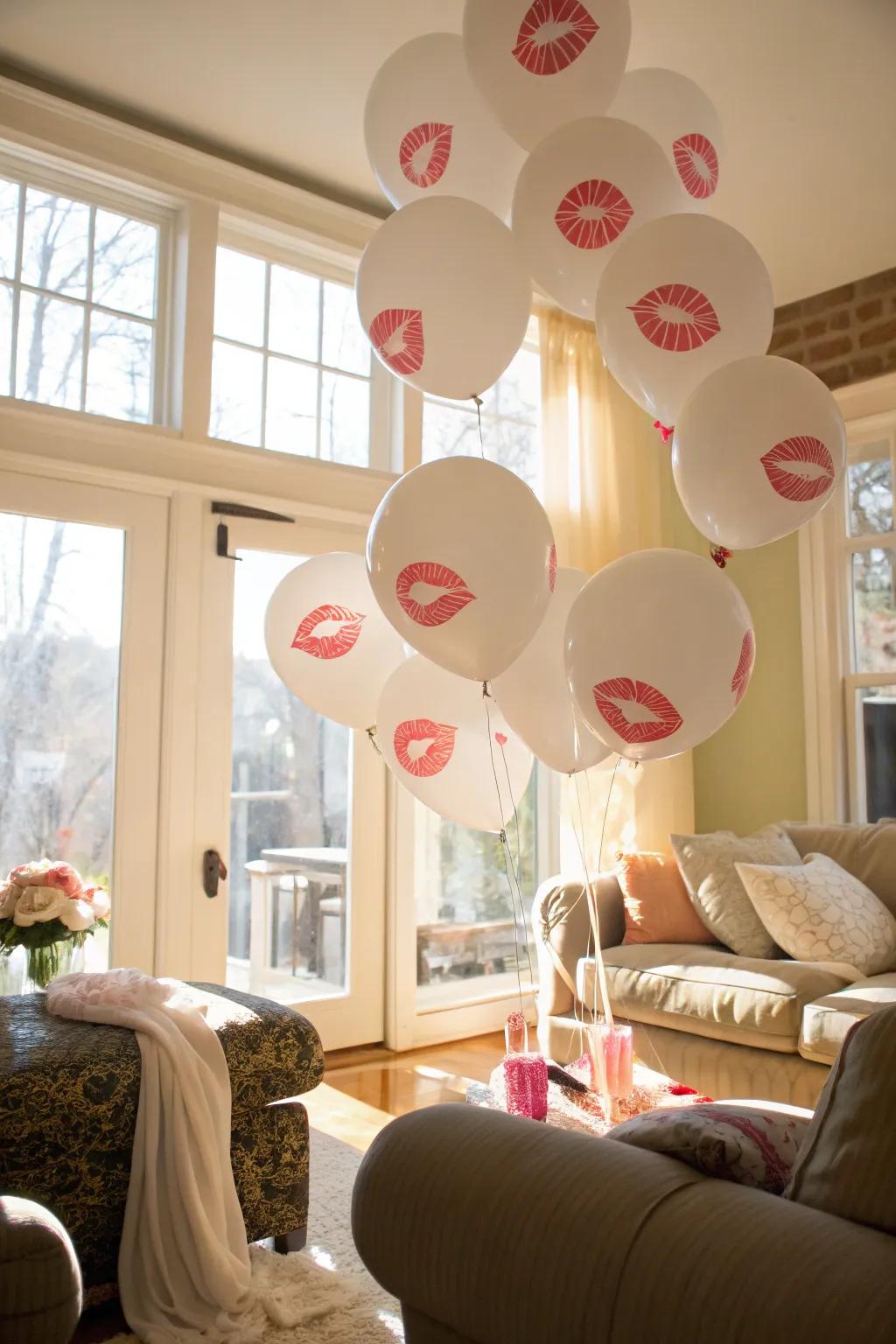 Add a playful touch with DIY kiss balloons.