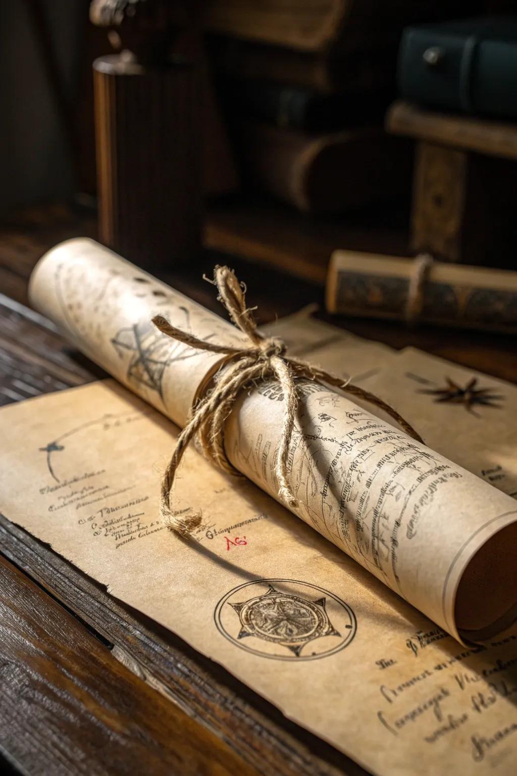 Unravel the mystery with your own handcrafted adventure scrolls.