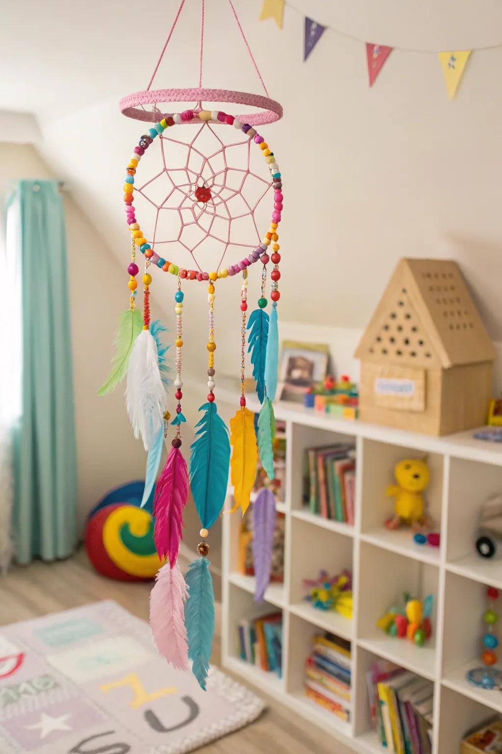 Encourage creativity with a fun and colorful dream catcher for kids.