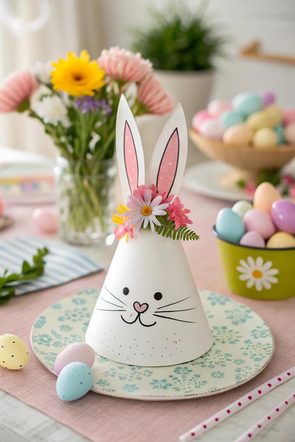 Join the Easter fun with a bunny party hat.