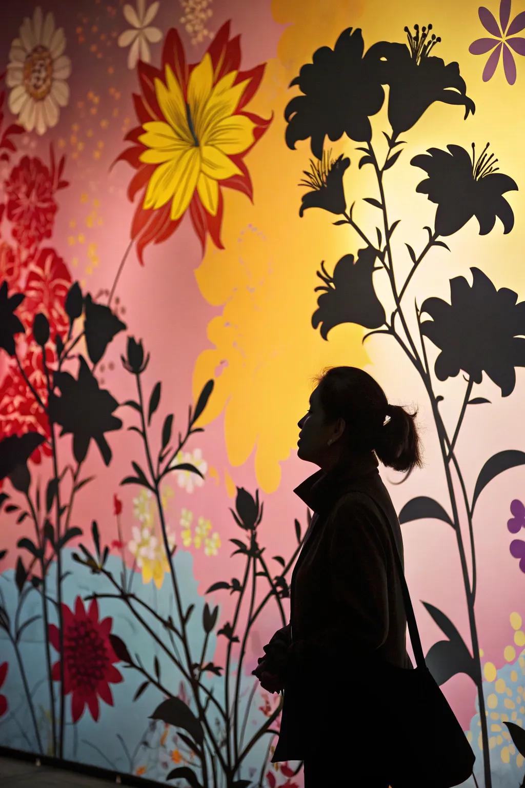 Create striking visuals with floral silhouette paintings.