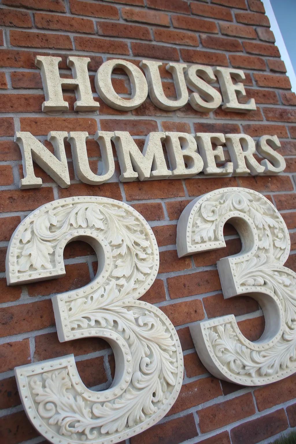 Plaster house numbers offer stylish curb appeal.