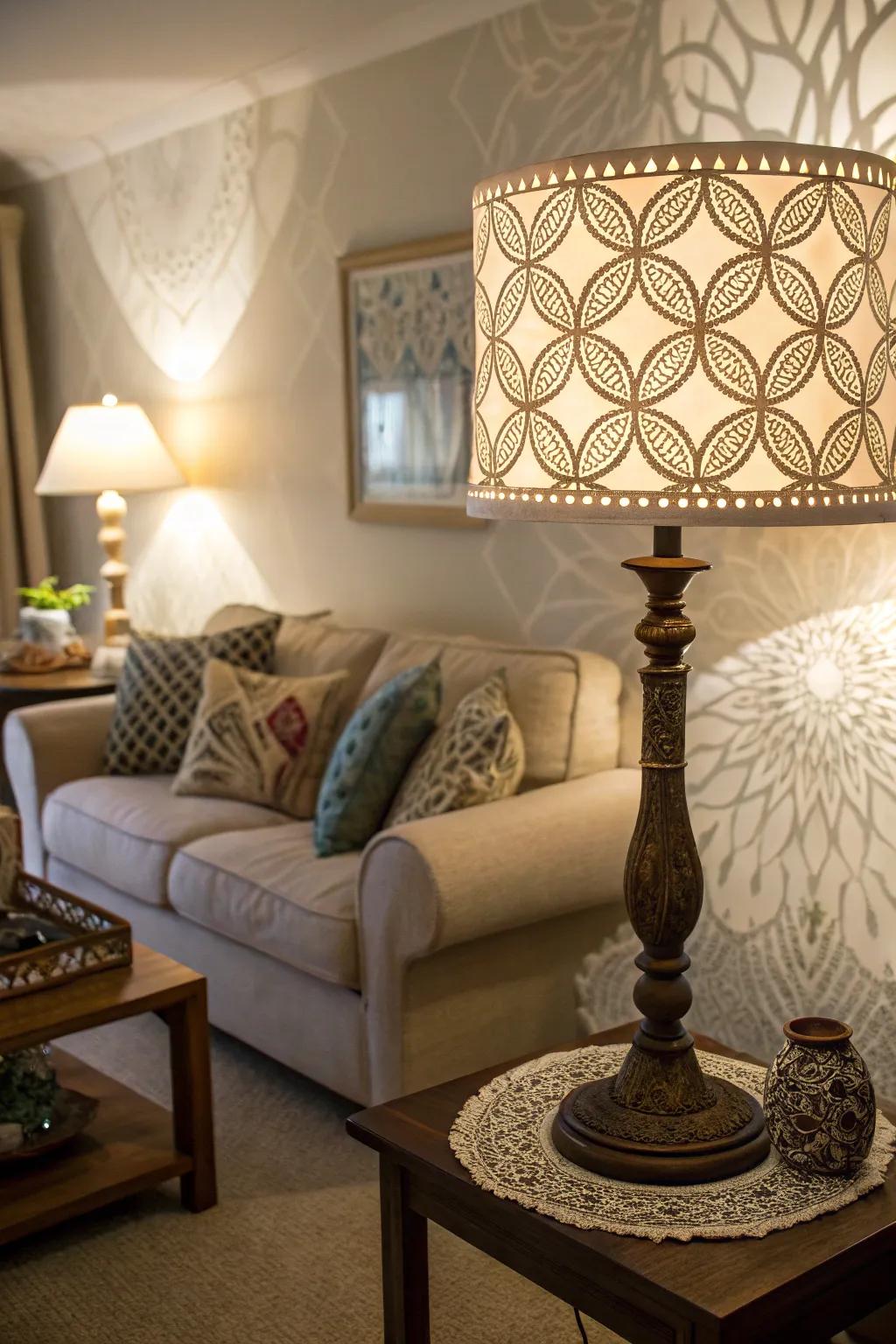 Transform lighting with stenciled lampshades.