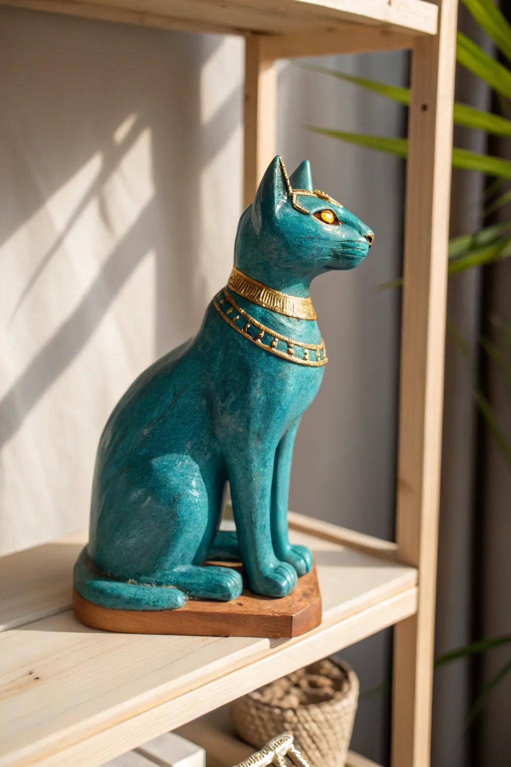Embrace the elegance of ancient Egypt with this beautifully crafted cat figurine, where history meets modern minimalist style.