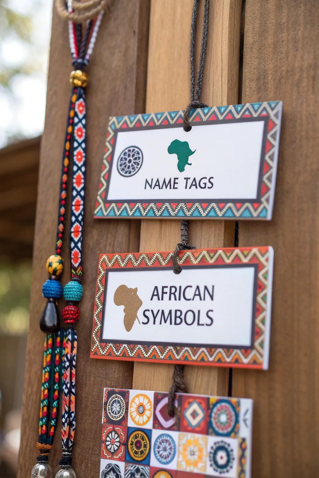 Personalized tribal name tags add a thoughtful touch.