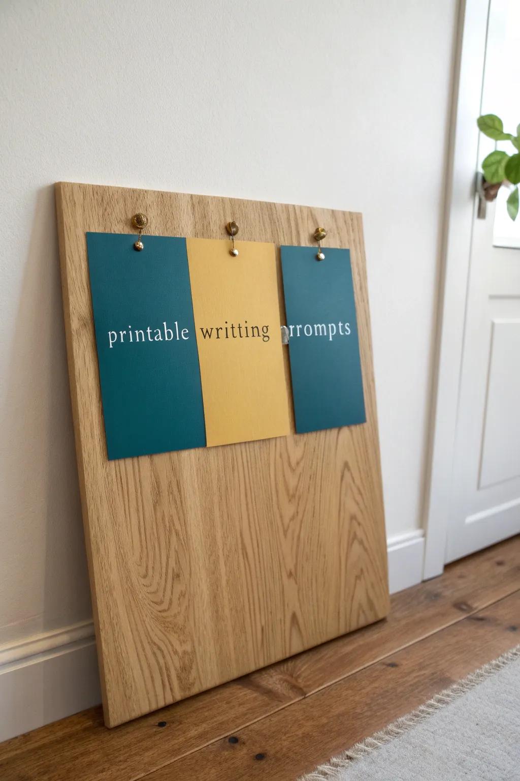 Inspire creativity with these stunning weekly writing prompts on a beautifully minimalist bulletin board.