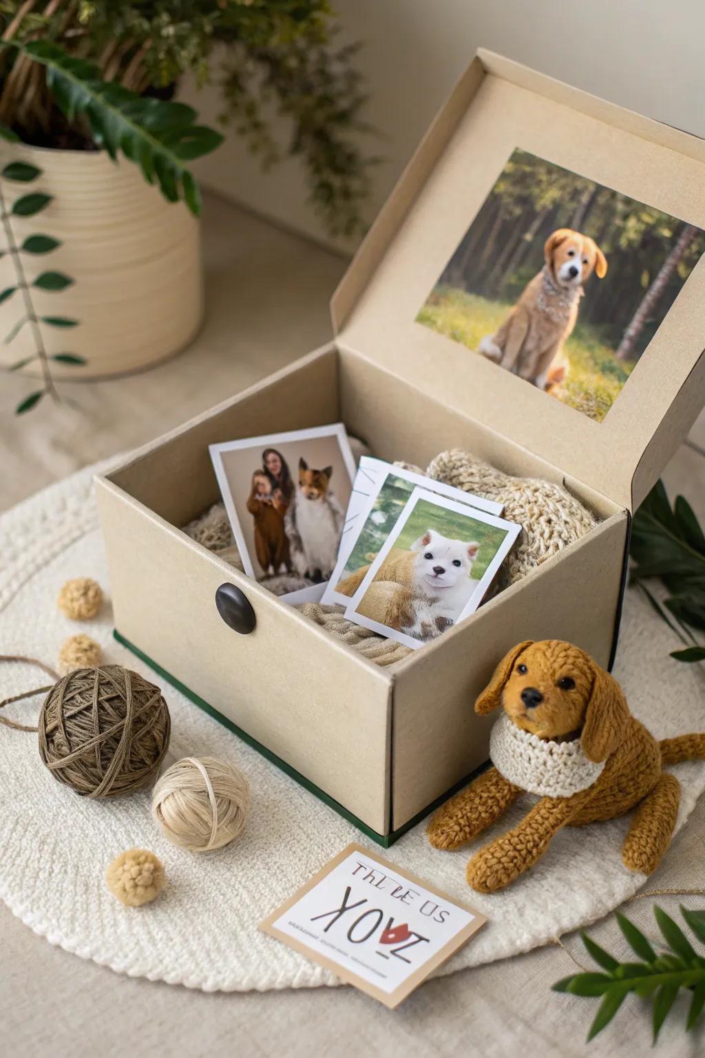 Celebrate furry friends with this stunning pet lover's explosion box, where simplicity meets heartfelt charm.