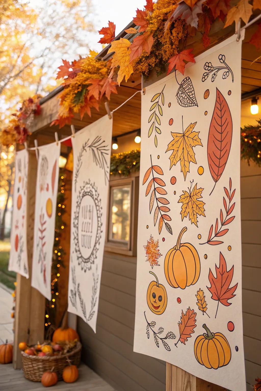 Seasonal banner doodles to enhance your celebrations.