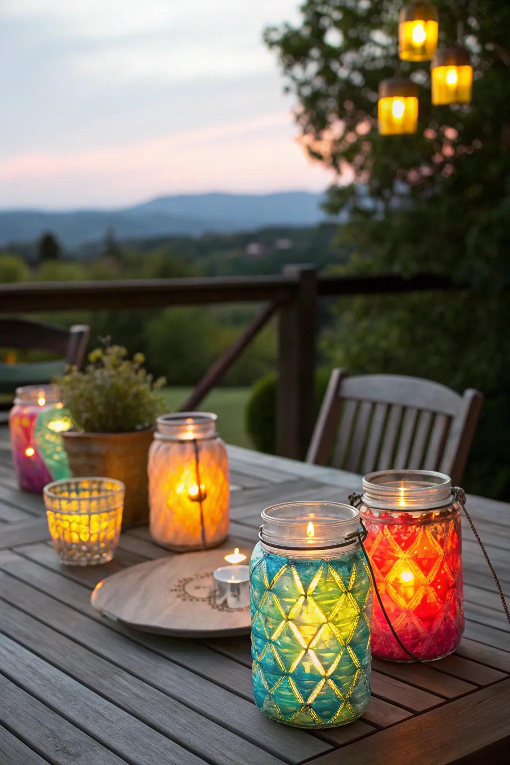 Create ambient lighting with handmade painted lanterns.