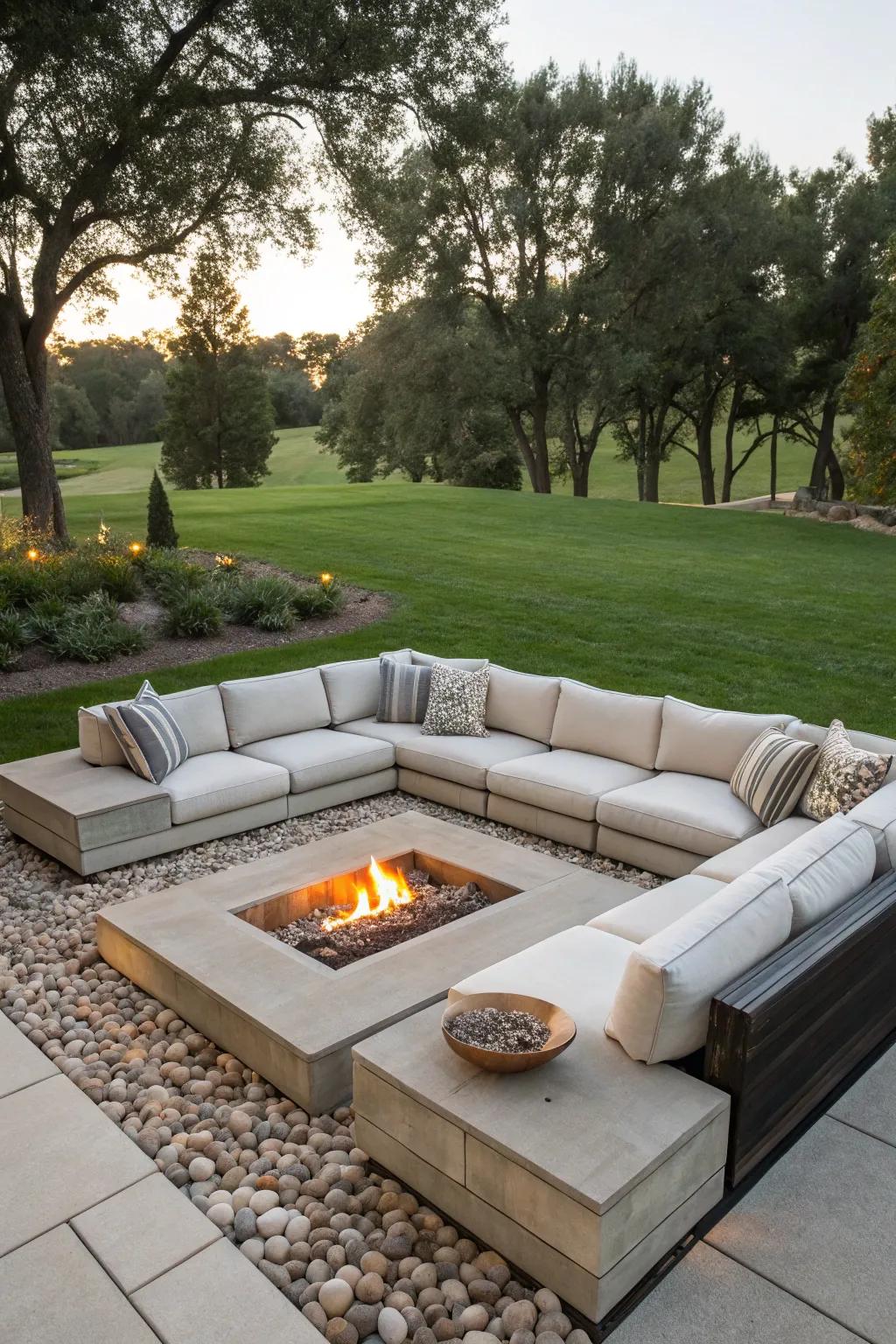 Outdoor sectional sofas offer generous seating and style for your fire pit area.