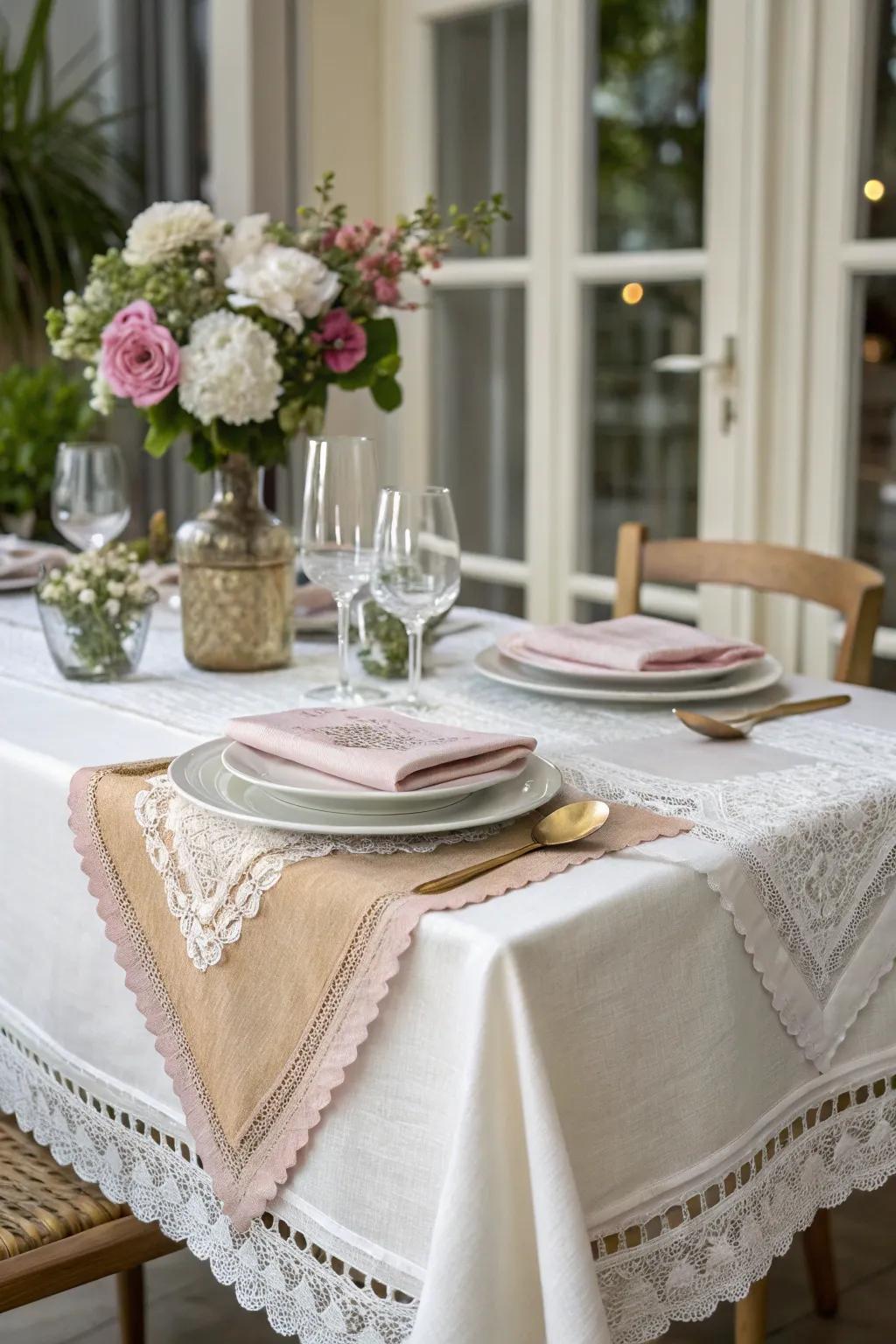 Layered textiles add depth and visual interest to this French-inspired table.