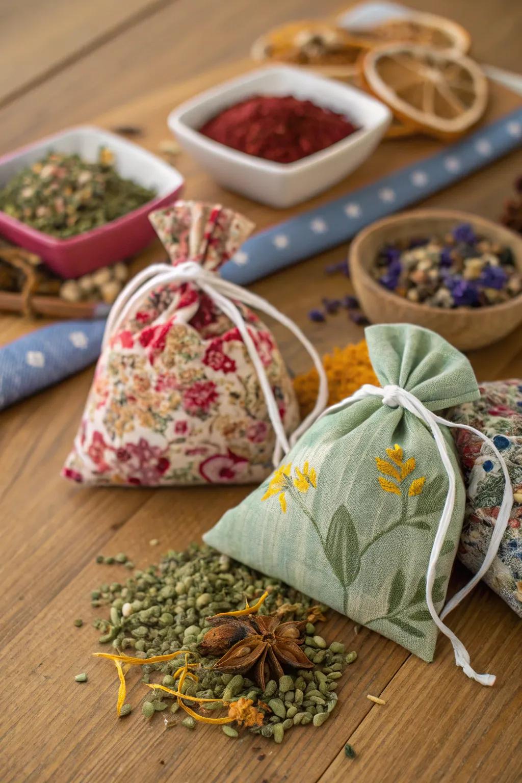 Add a touch of fall fragrance with handmade sachets.