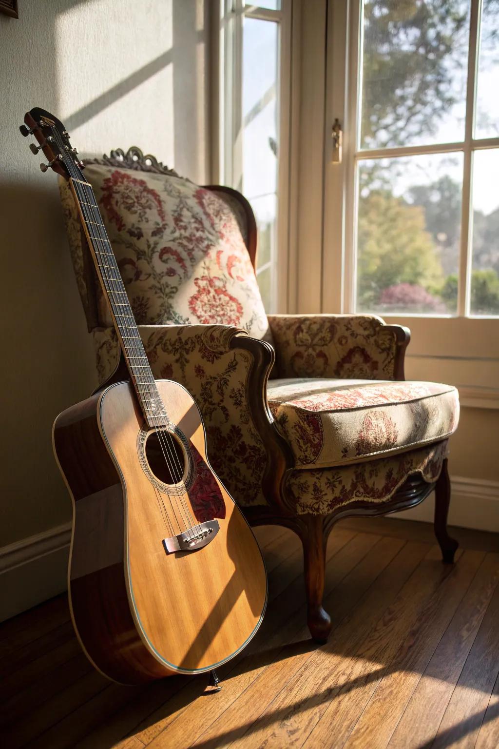 Strum the strings of creativity with an acoustic guitar.