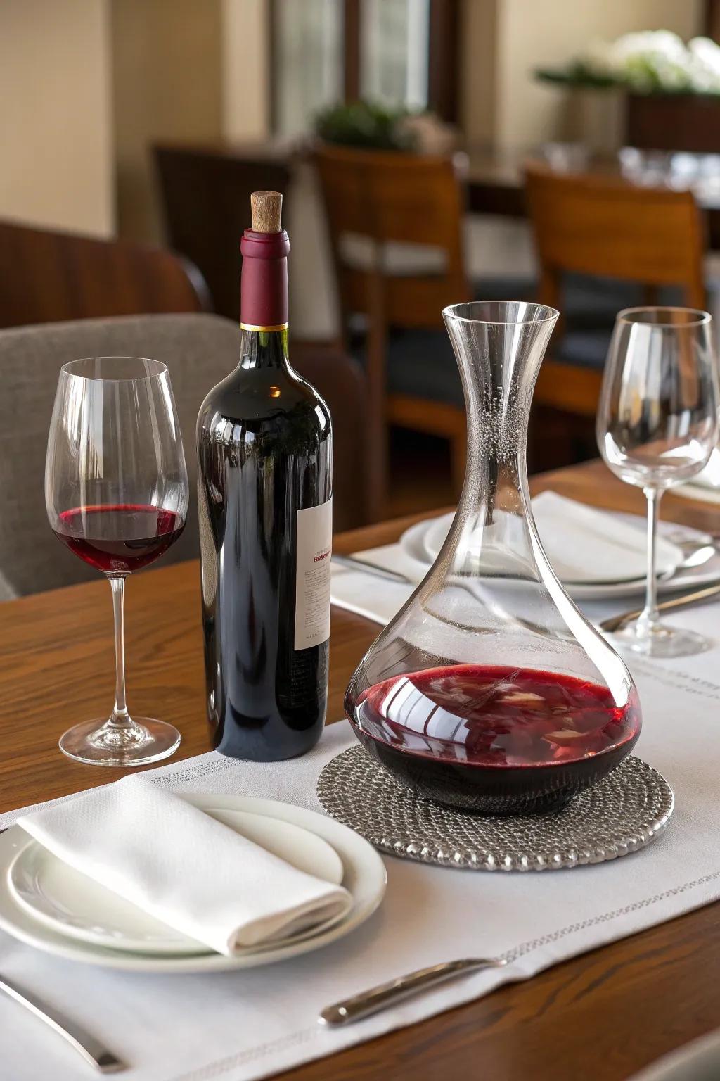 An elegant wine decanter, enhancing the wine tasting experience.