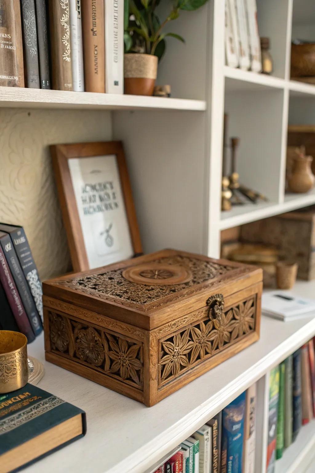 A handcrafted wooden box for cherished memories.