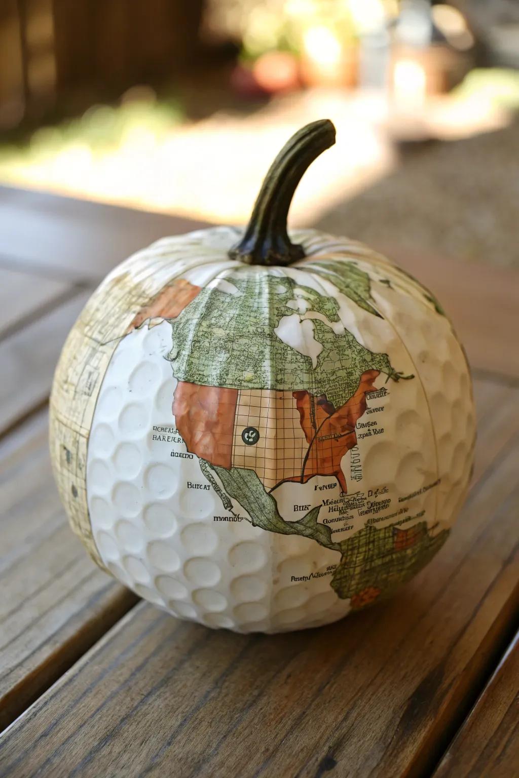 Travel through time with a vintage map pumpkin – where nostalgia meets craftsmanship.