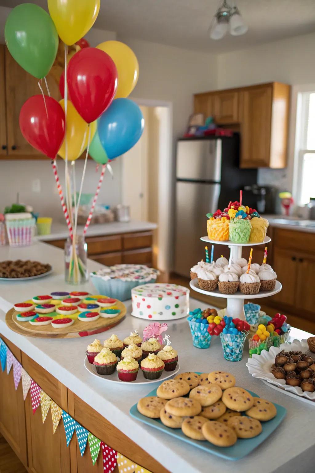 Indulge in a perfectly themed dessert table.