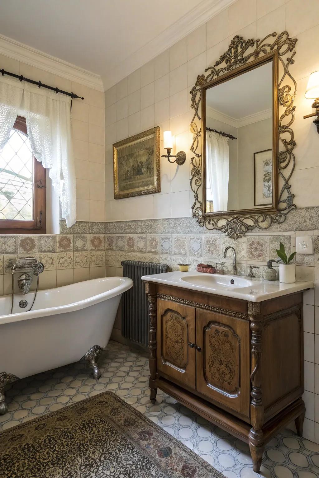 Vintage elements add charm and character to this guest bathroom.