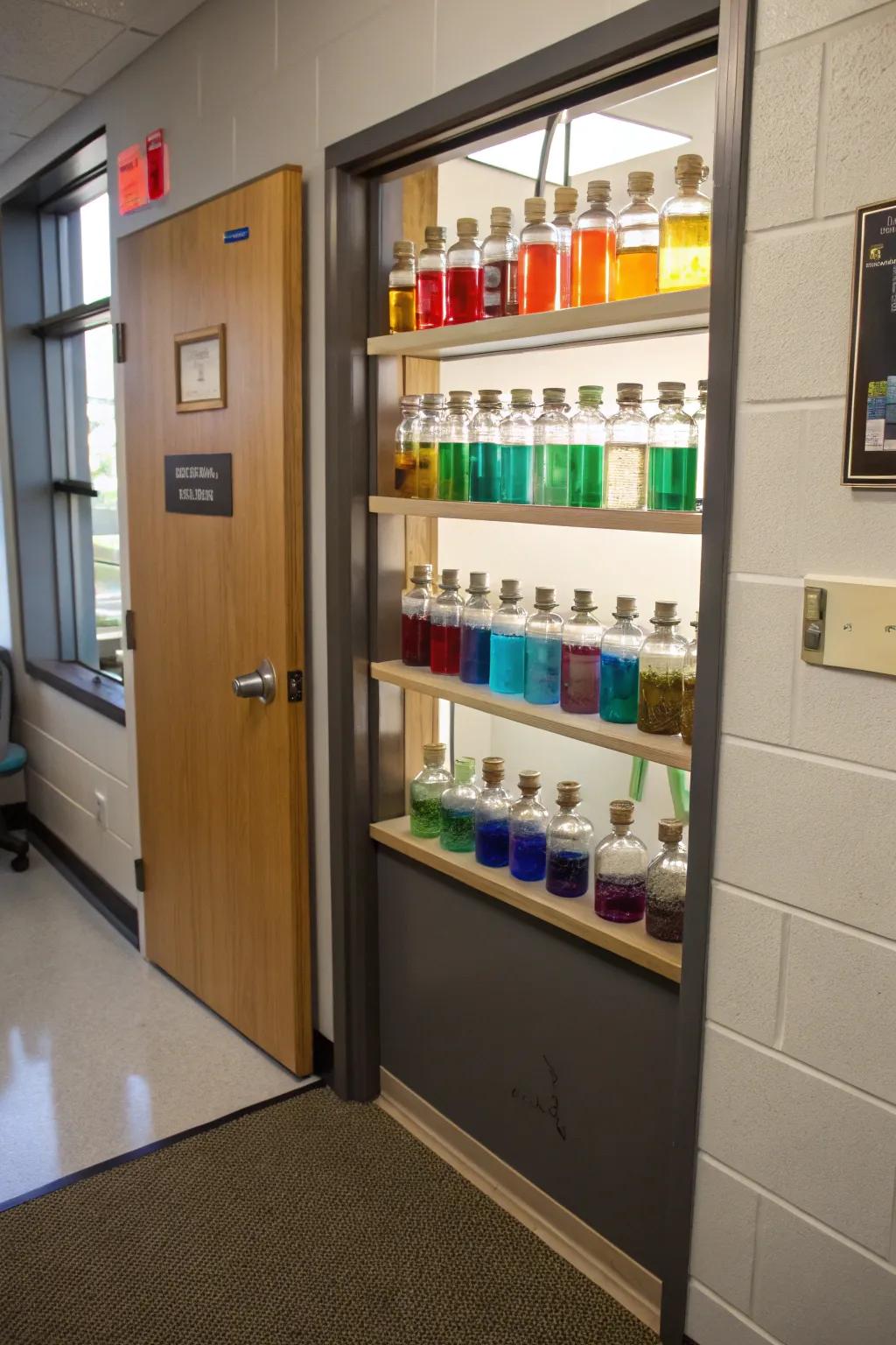 Add a touch of magic with a potion bottle display on your door.