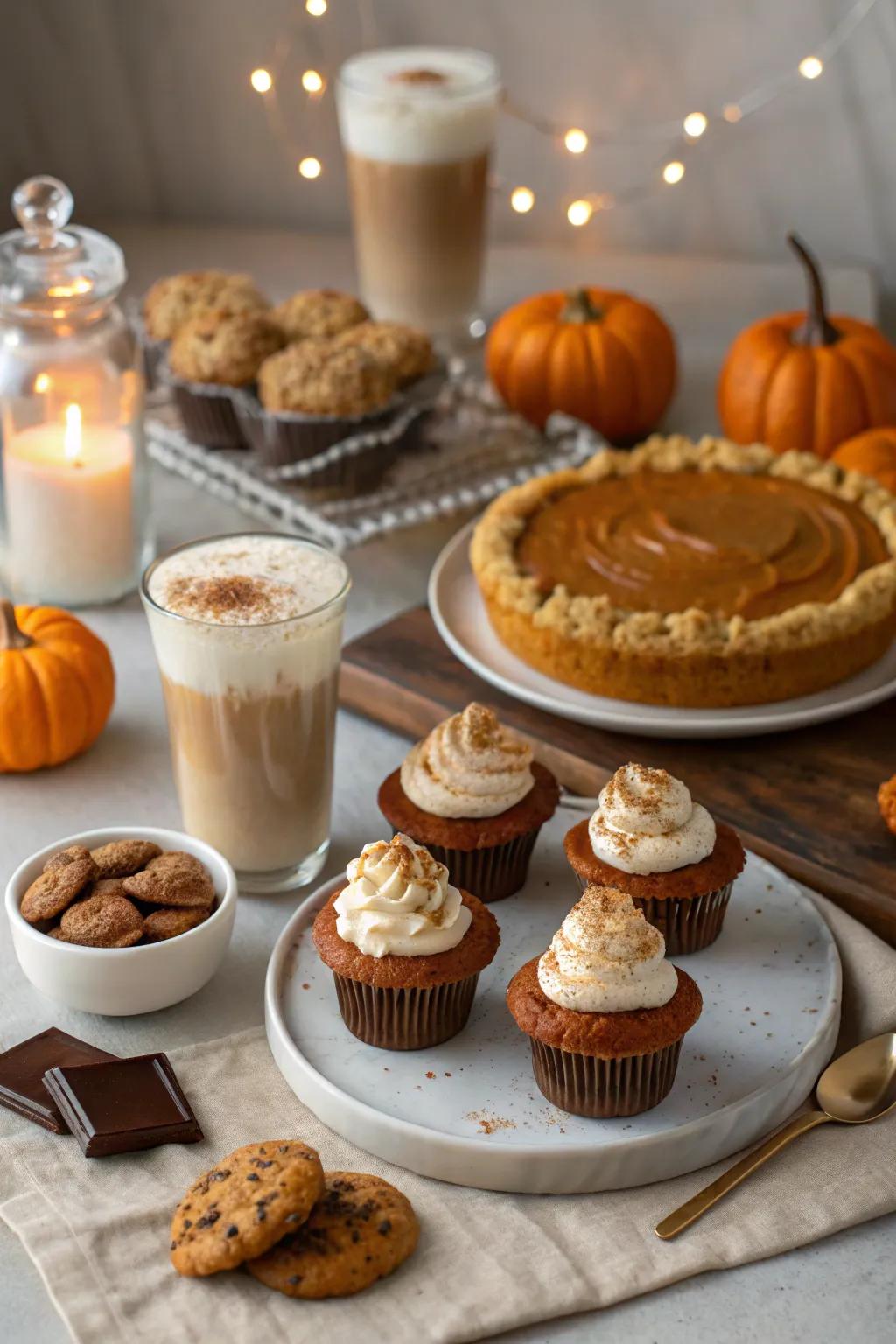 A delicious pumpkin spice tasting spread for autumn.