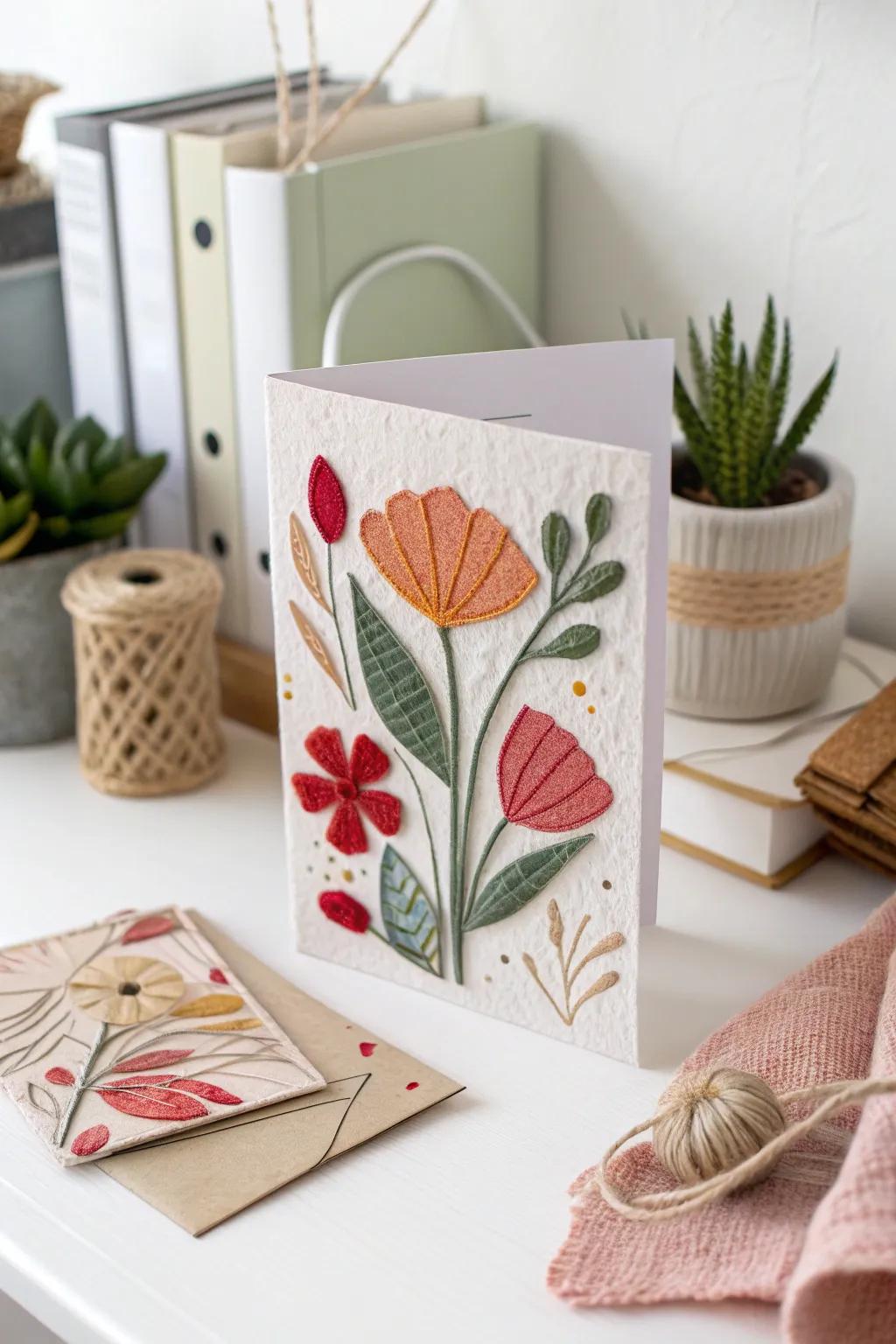 Celebrate the art of teaching with a Mixed Media Marvel card — where texture meets color in a handcrafted masterpiece.