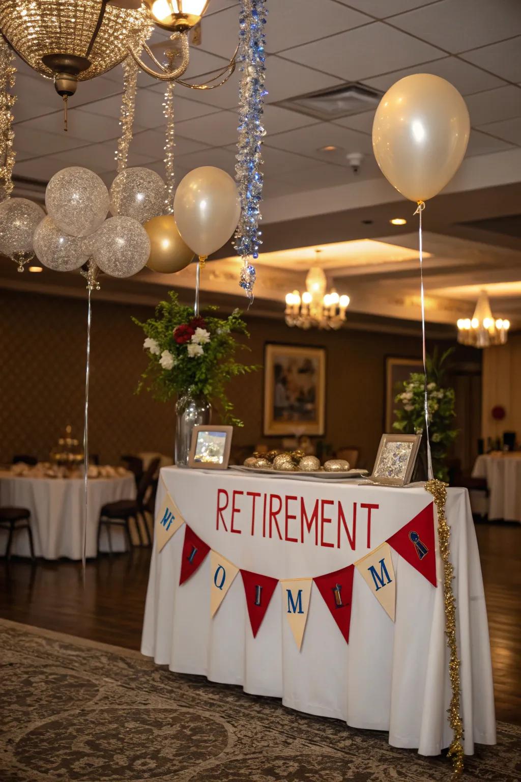 A classic and timeless retirement banner that adds elegance to the decor.