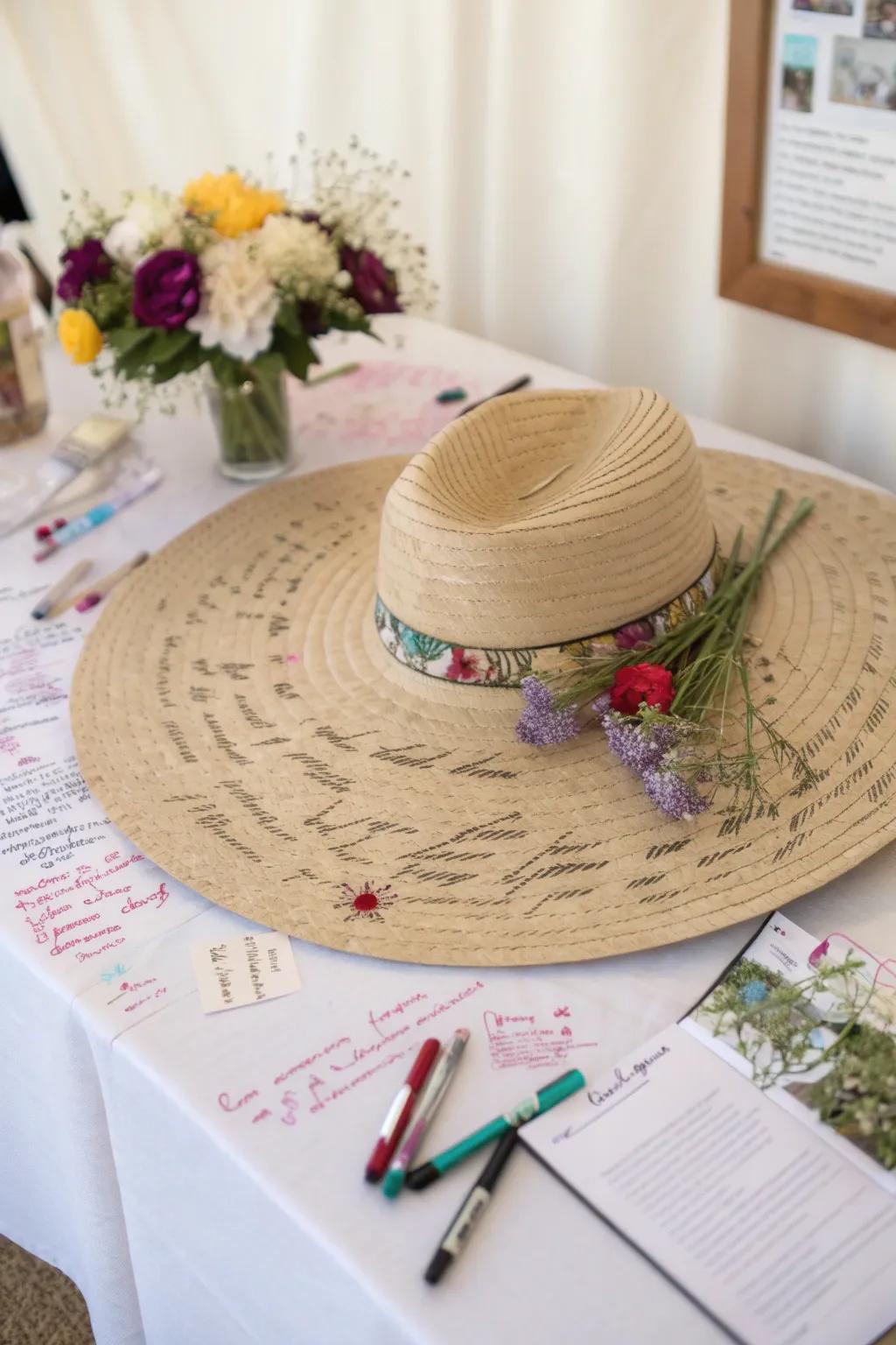 A signed hat serves as a cherished keepsake of the celebration.