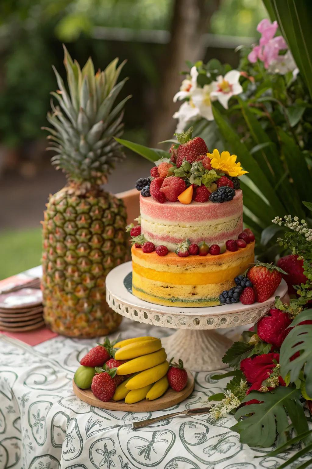 Celebrate with a show-stopping tropical cake centerpiece.