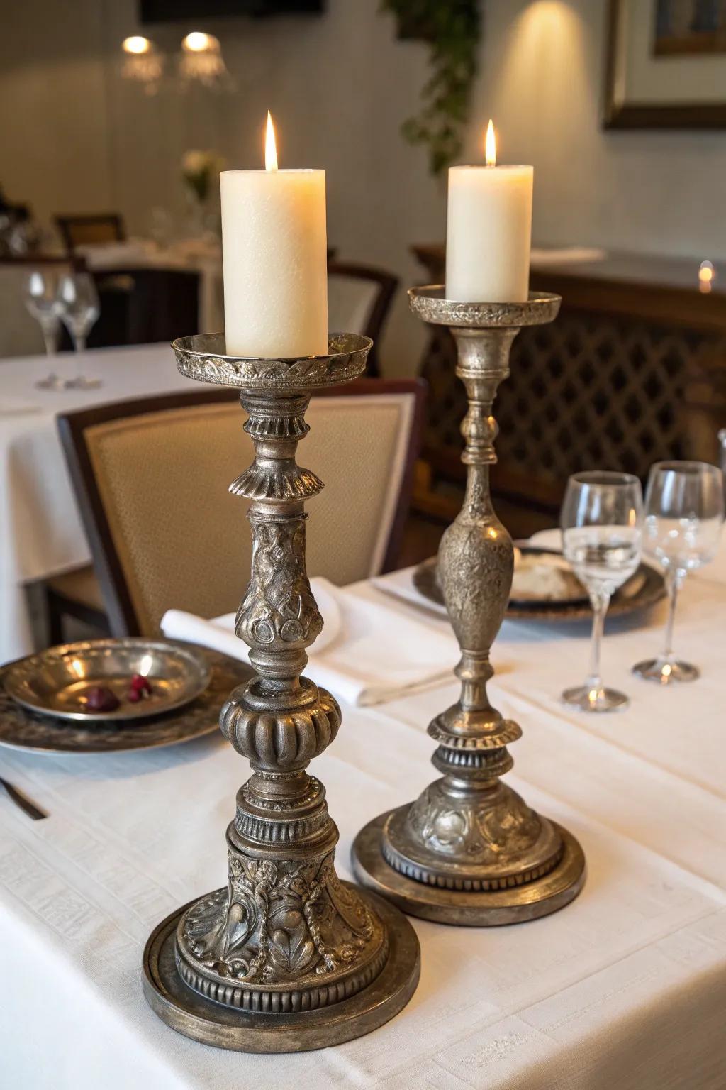 Artisan candlesticks add elegance and warmth to any space.