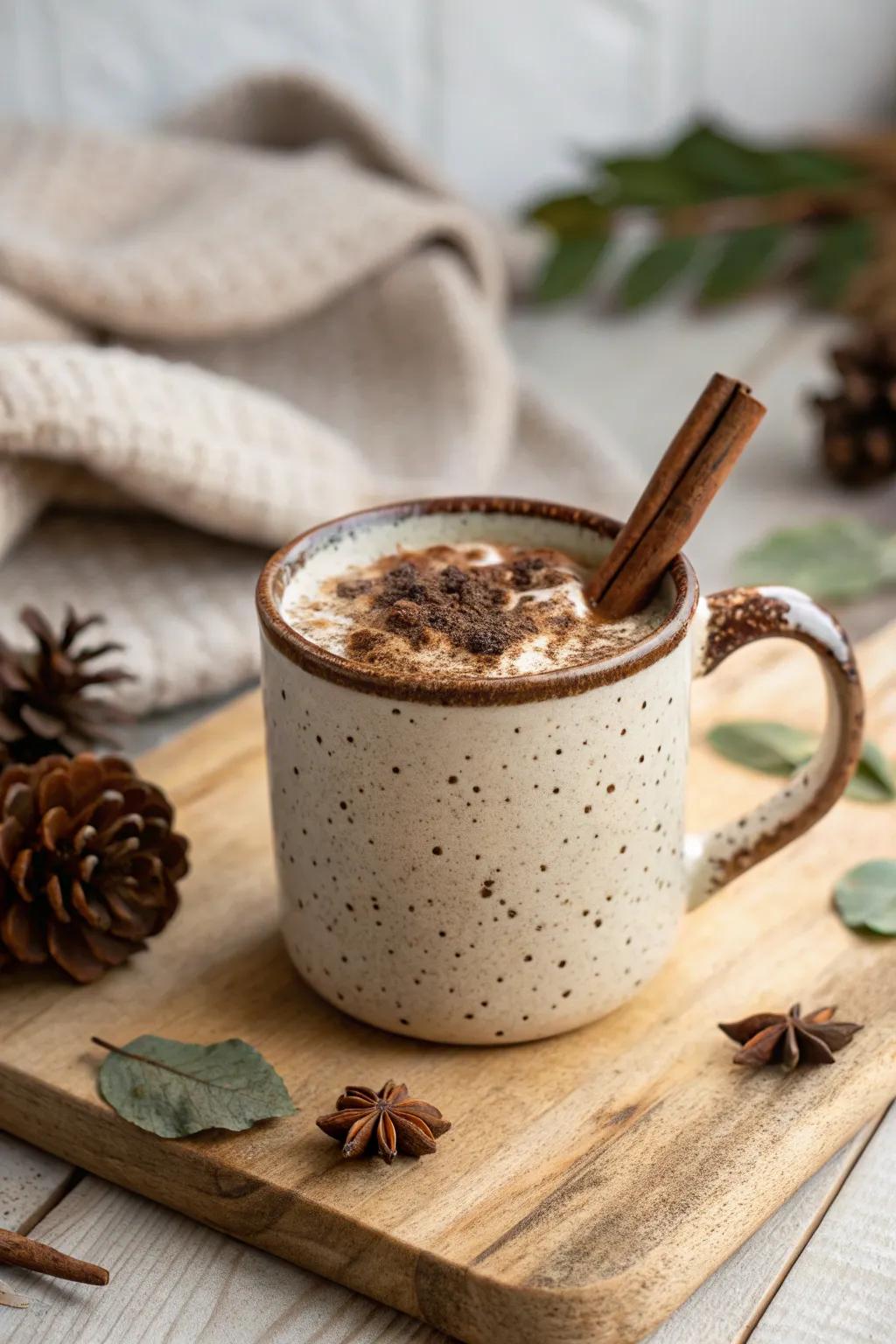 Cozy up with a rustic campfire mug and spiced hot chocolate—perfect for the adventurer at heart.