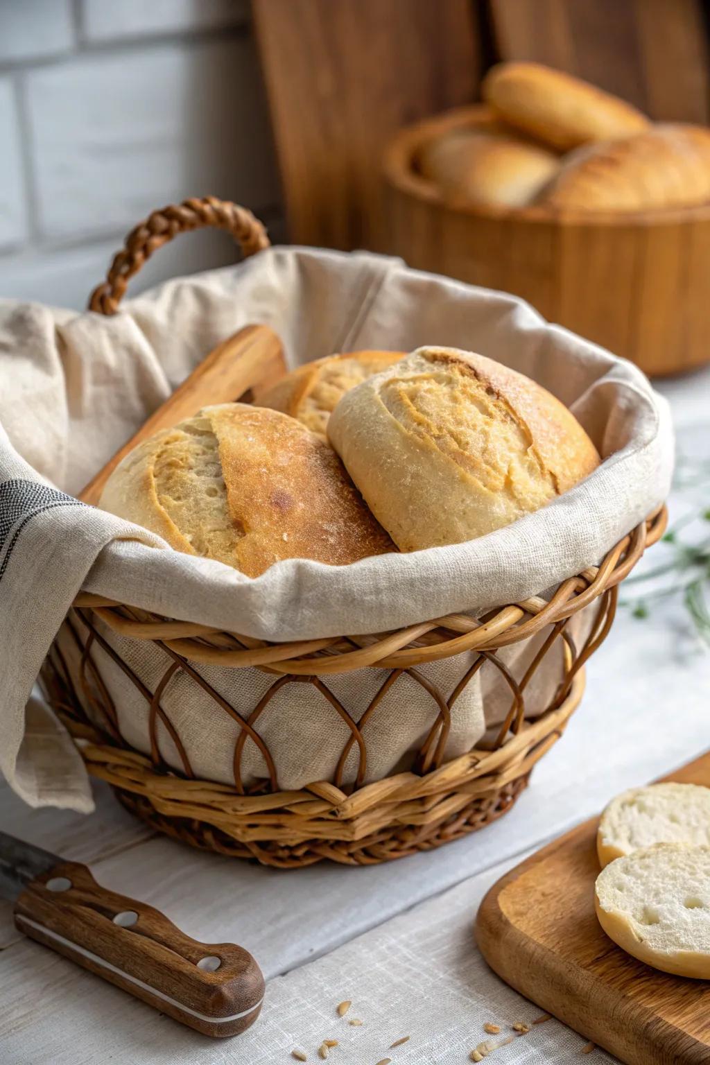 A cozy bread basket that enhances any meal.