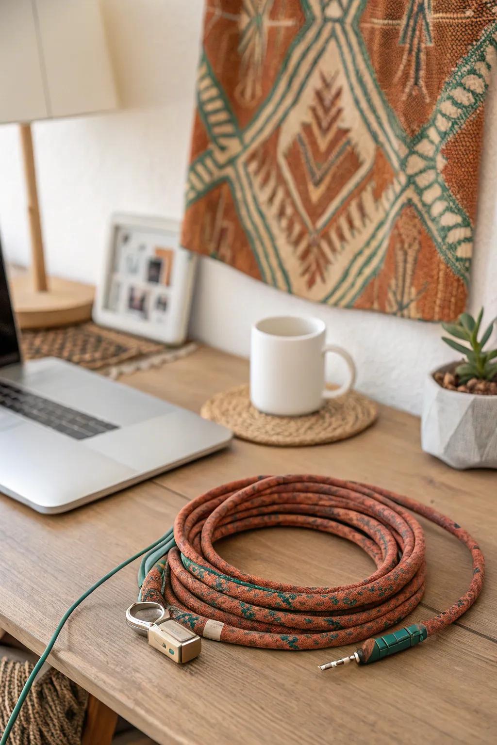Transform your space with chic fabric-wrapped cables—where functionality meets Scandinavian elegance.