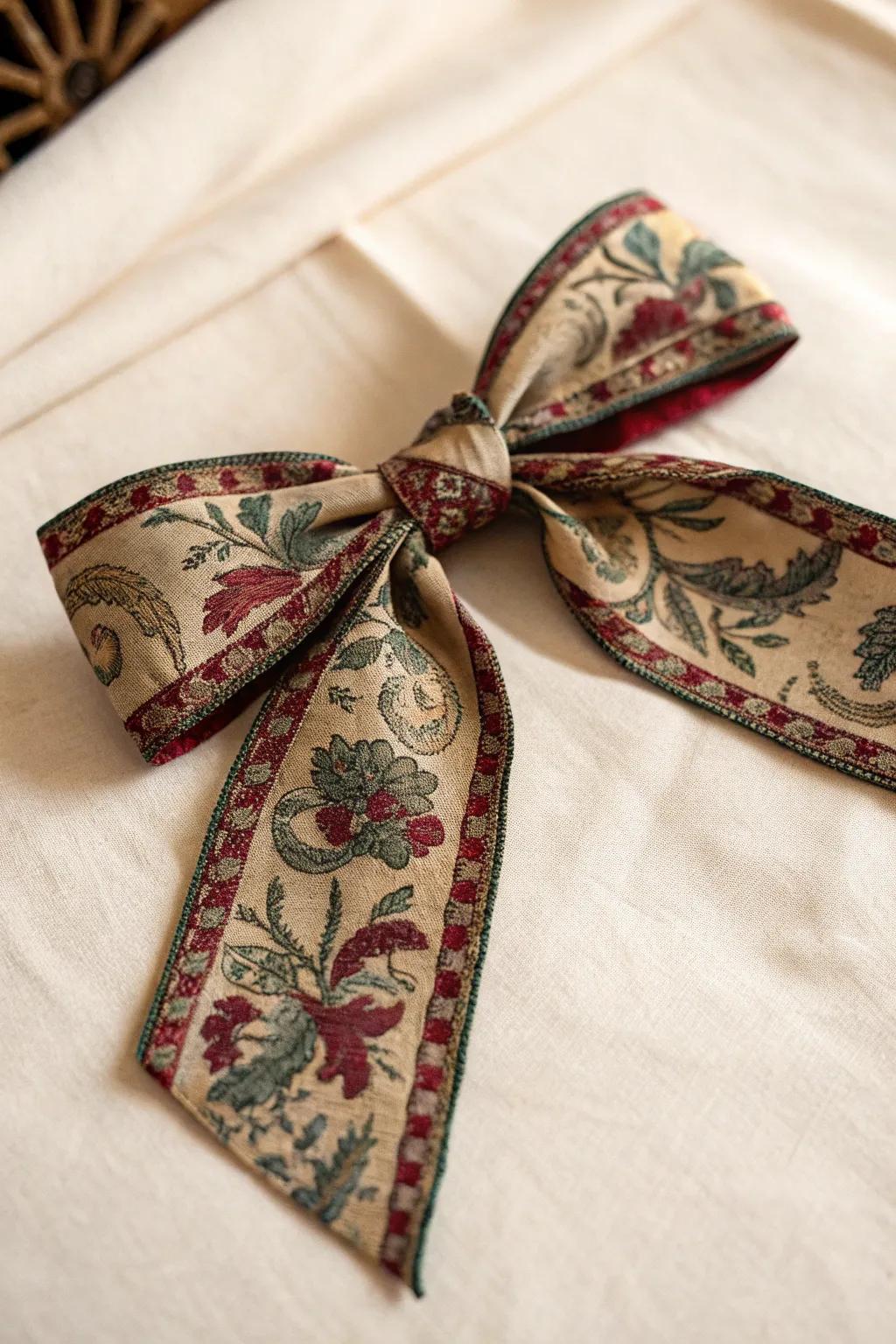 Embrace nostalgia with a vintage ribbon bow that whispers timeless elegance.