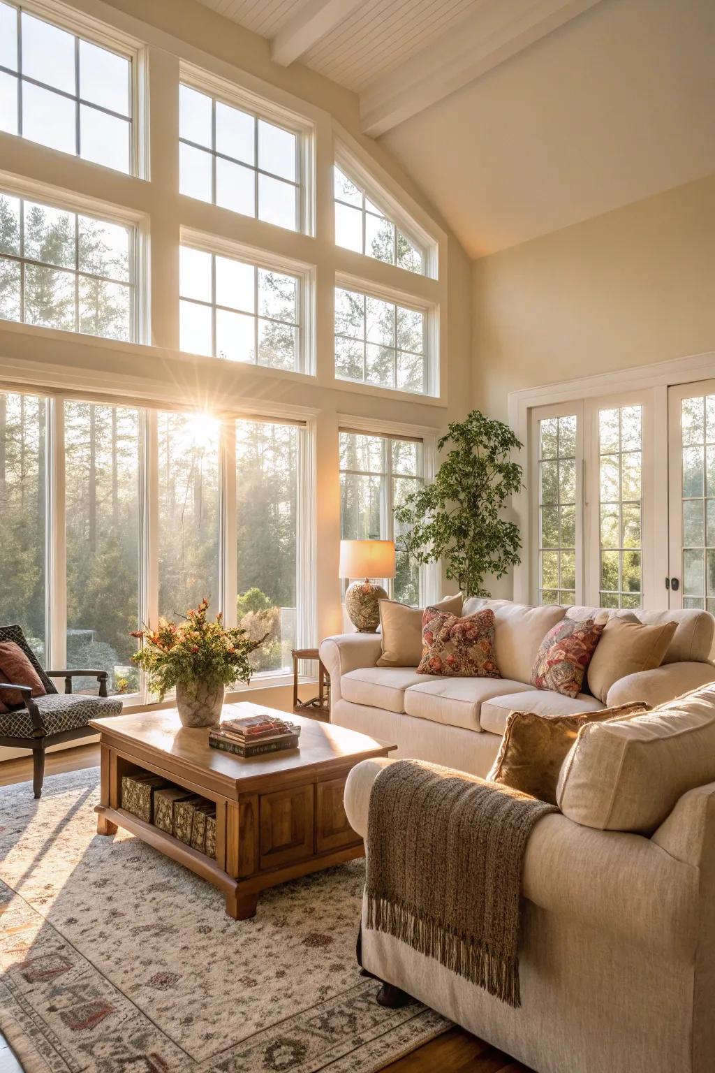 Natural light floods the room, enhancing mood and ambiance.