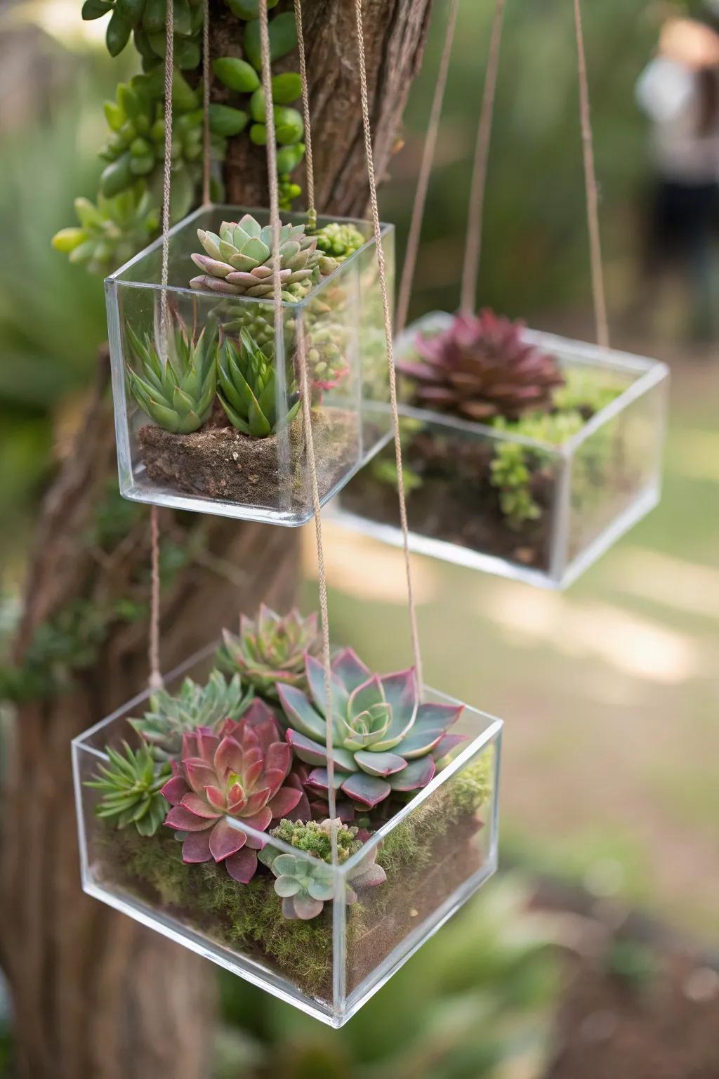 A modern twist on plant display with floating frames.