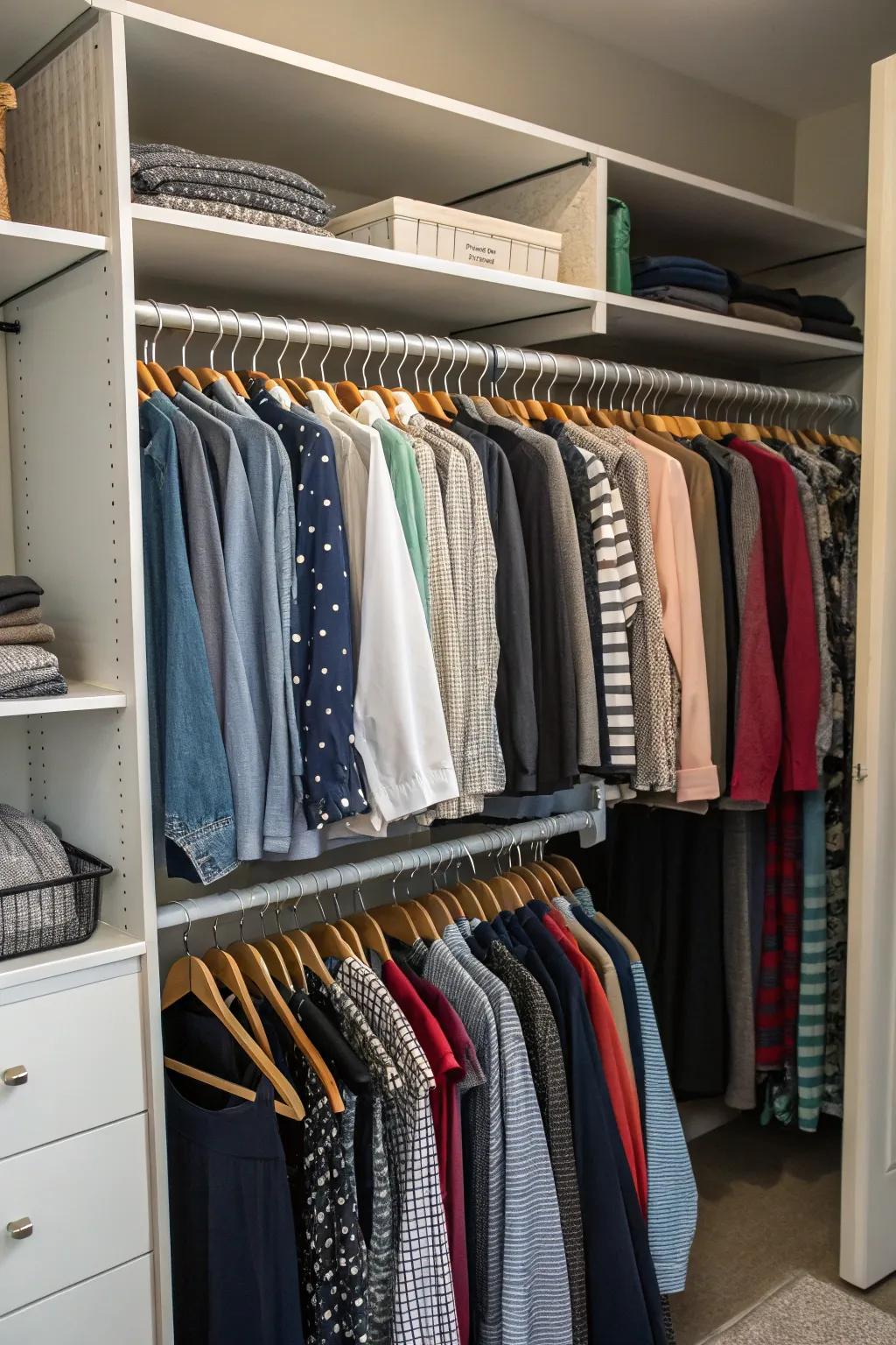 Labels provide clarity and order to your closet setup.