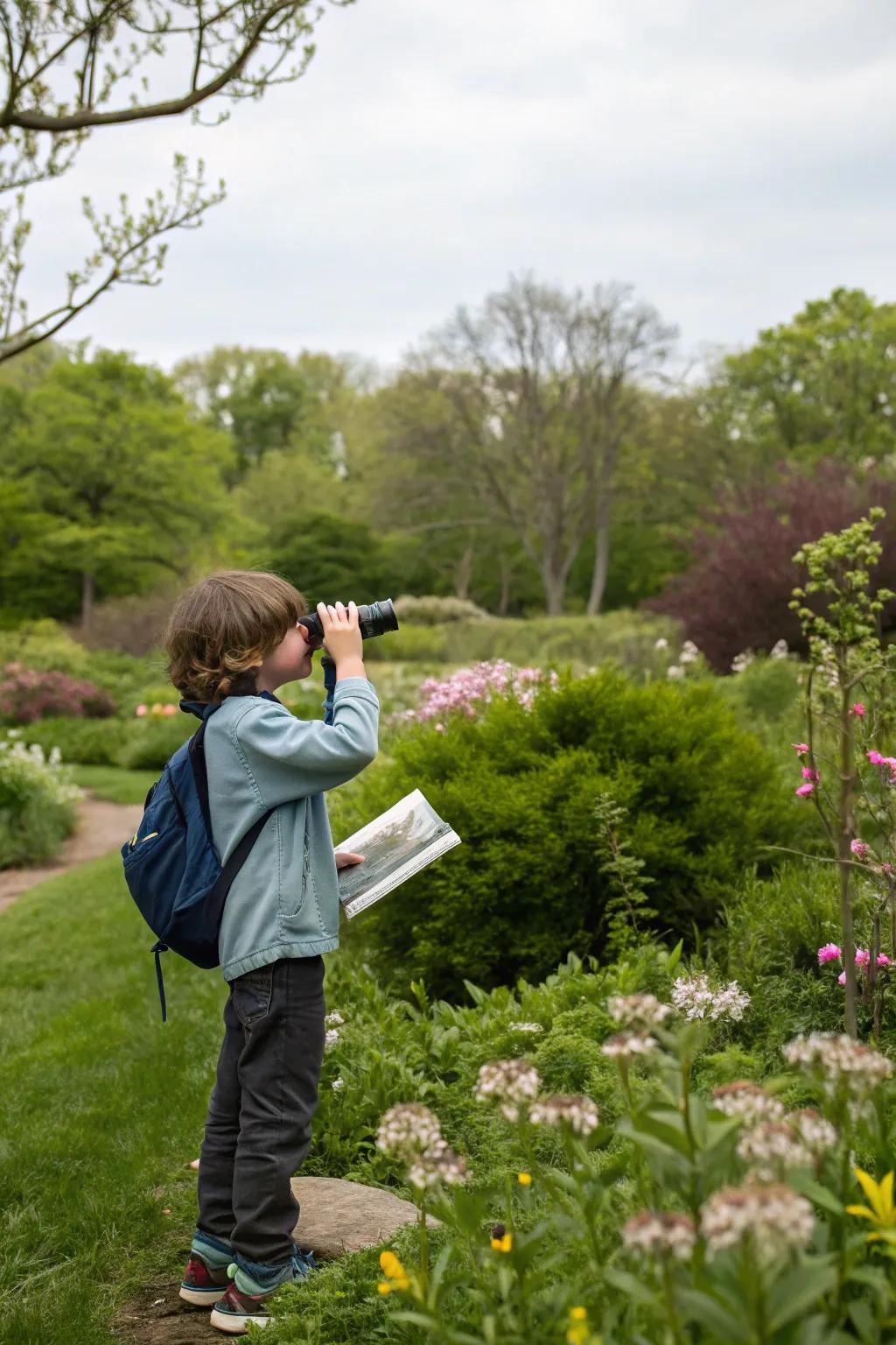 A young birder discovering the wonders of avian life.