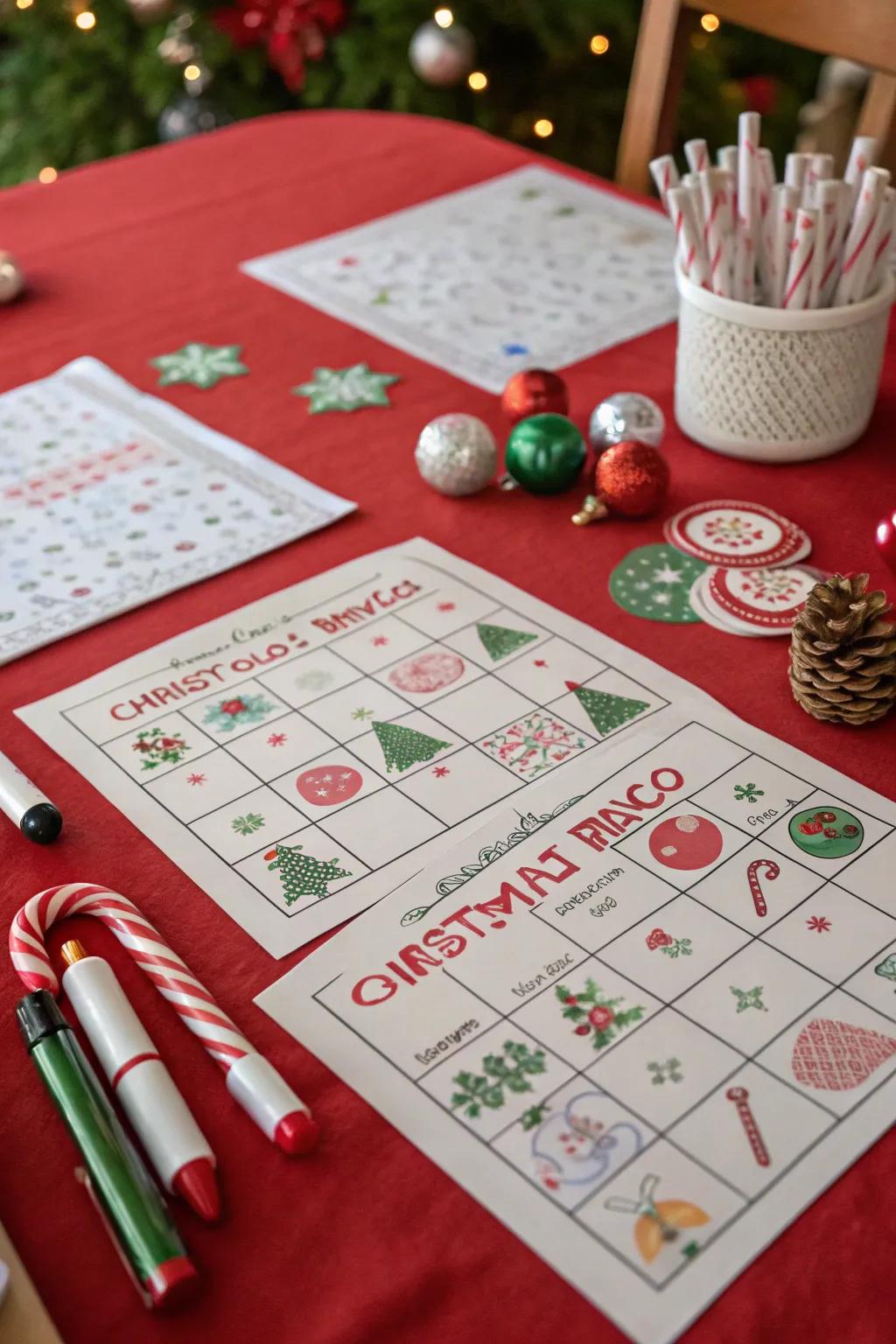 Christmas Bingo setup ready for fun and games.