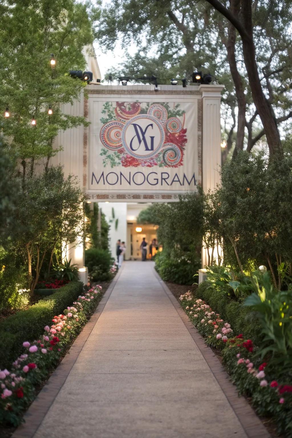 Monograms add a personal and sophisticated touch to any walkway.