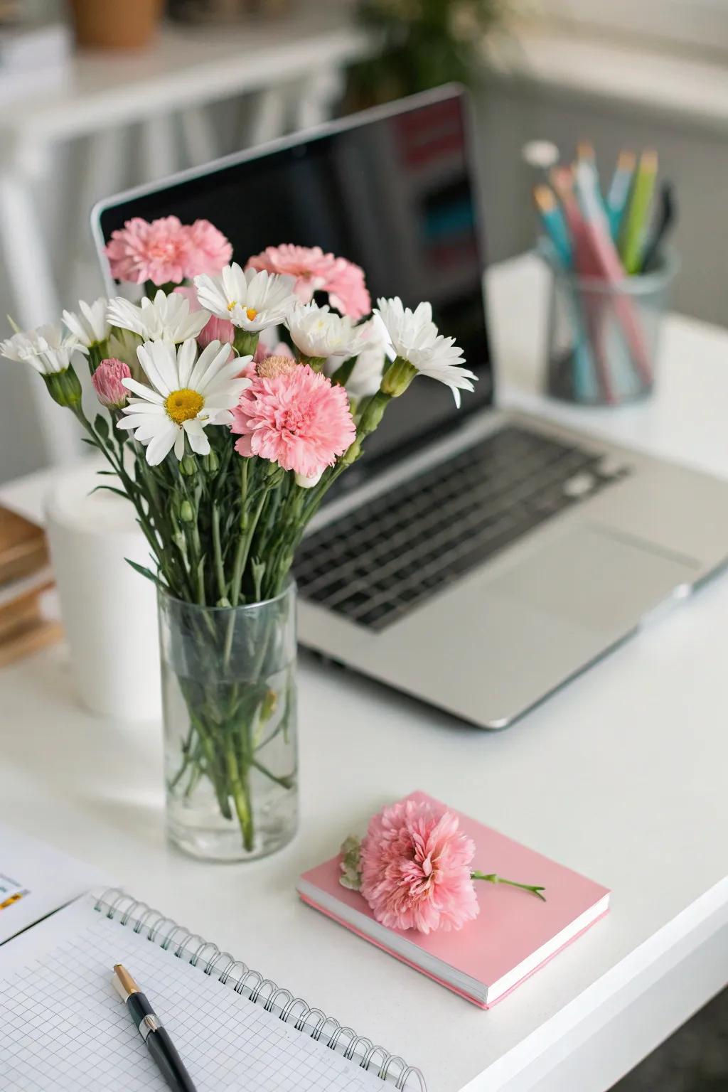 A calming office arrangement that boosts mood and productivity.