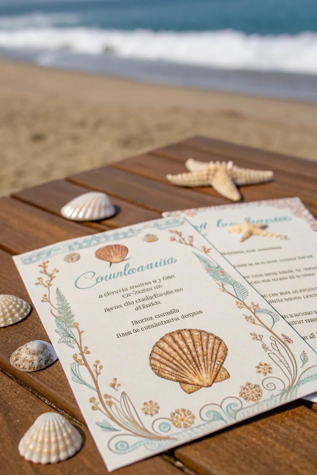 A themed quinceañera invitation with a cohesive beach design