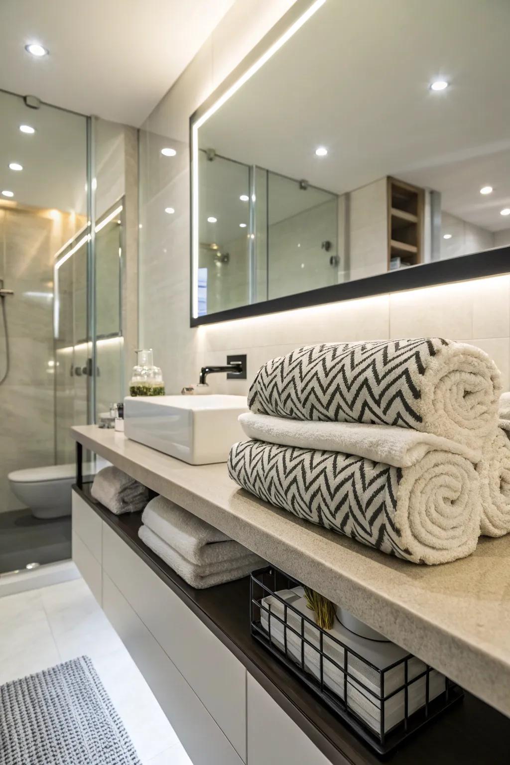 Zigzag Rolls for a Modern and Dynamic Towel Display