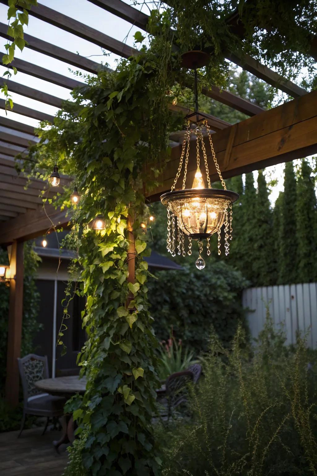 Elevate your outdoor space with a solar chandelier.