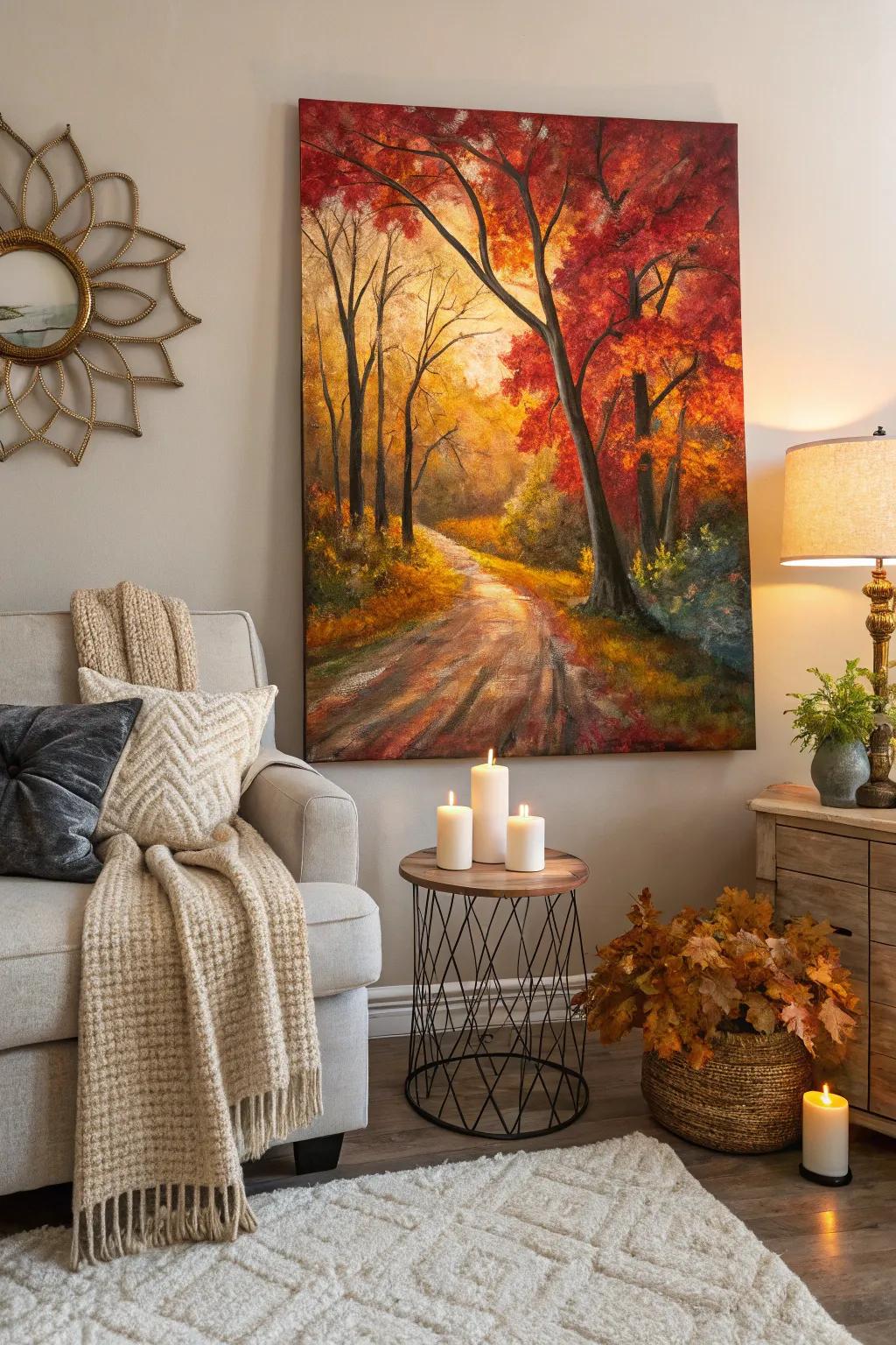 A seasonal tangled painting that celebrates autumn's beauty.