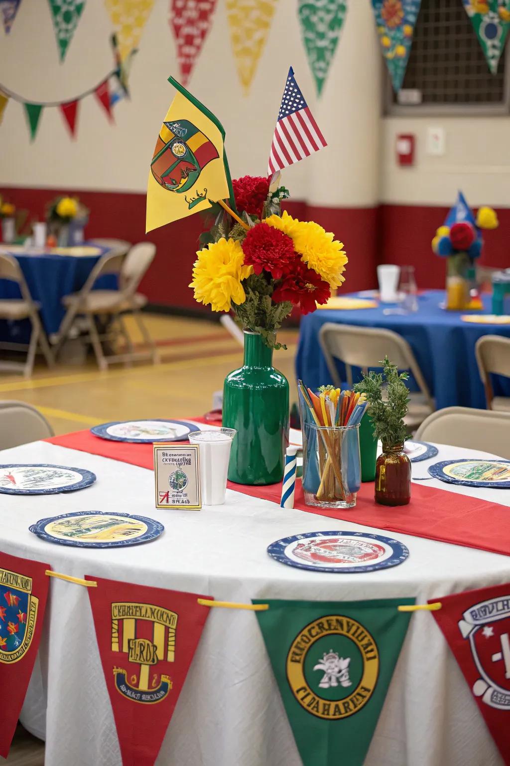 Show your pride with school spirit-themed table decor.