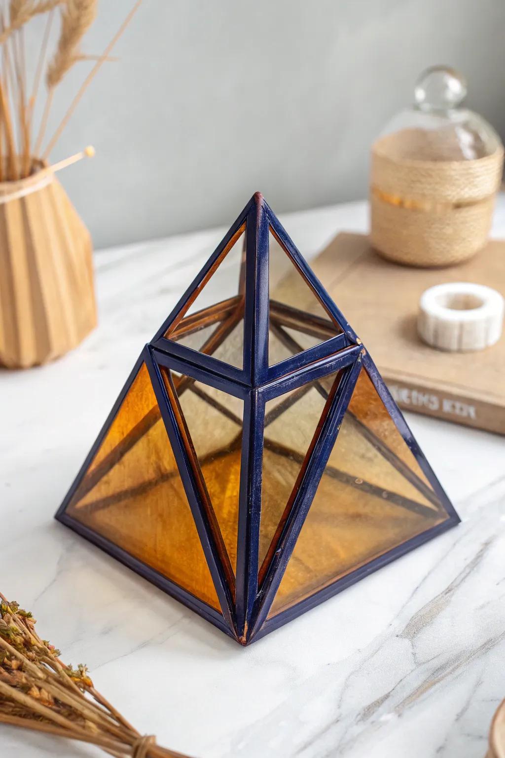 Elevate your decor with this stunning geometric isomalt masterpiece – where modern design meets artisanal elegance.
