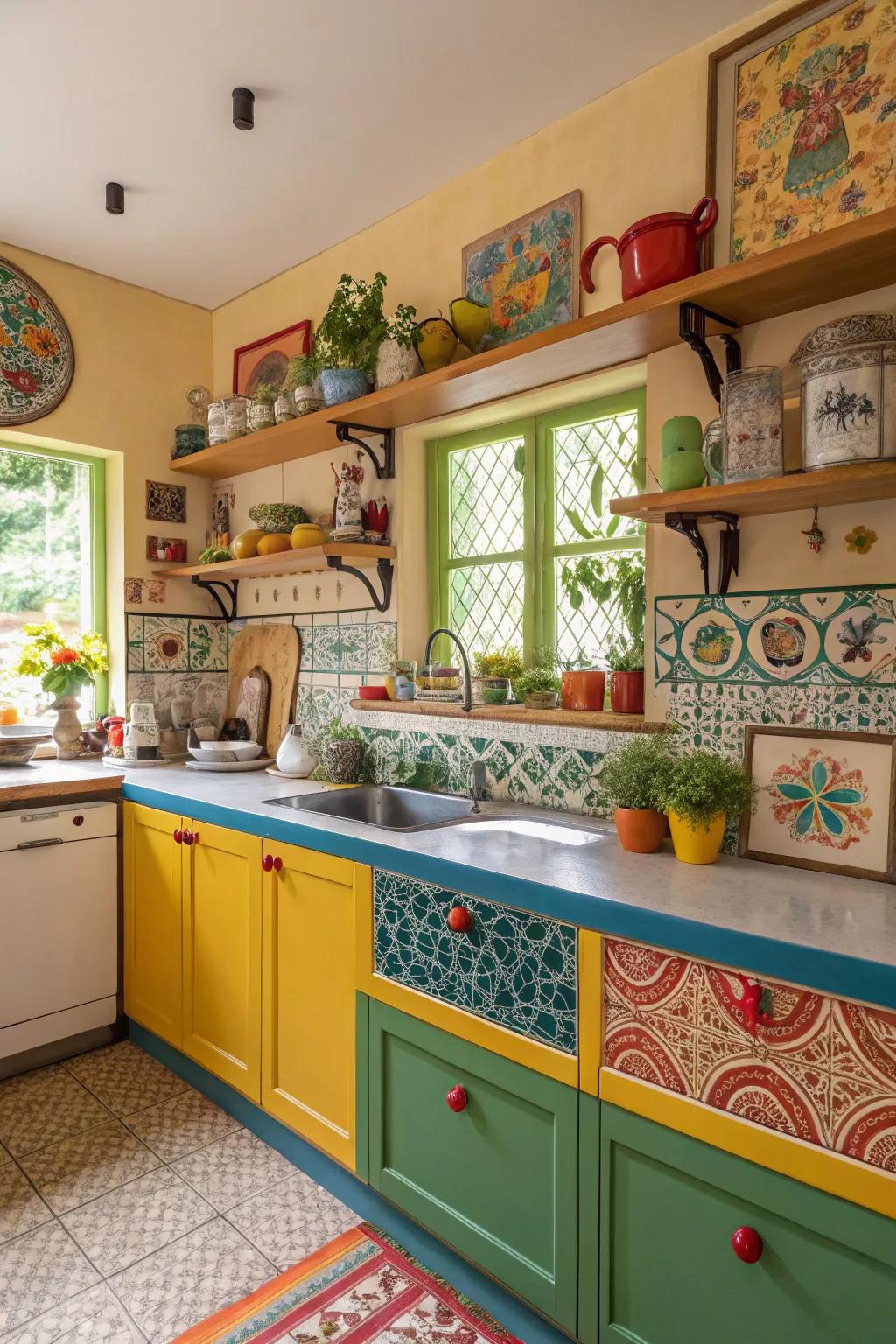 Colorful countertops make a bold statement and energize your kitchen.