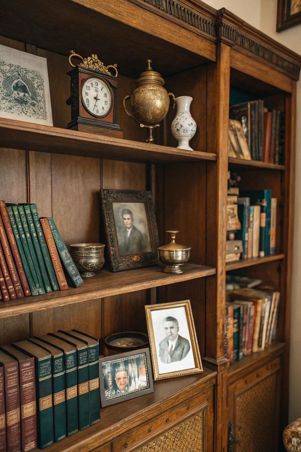 Family heirlooms add history and personal significance to decor.