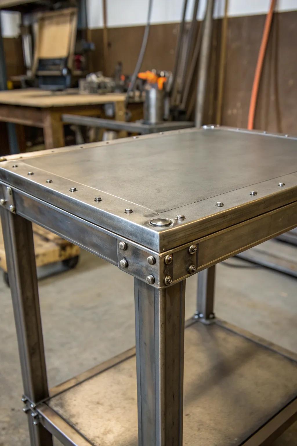 Optimize your workspace with style: Discover the elegance of a compact corner metal table.