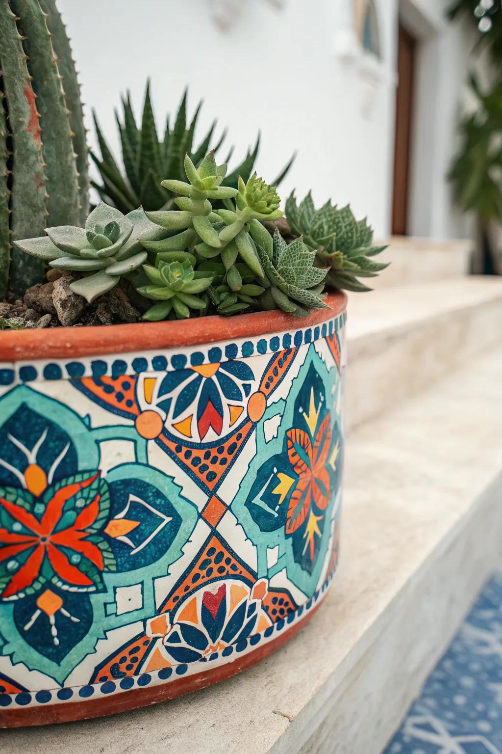 Transform your garden with the vibrant allure of Mexican tile mosaics. 🌿✨ #CraftedBeauty #BoldColors